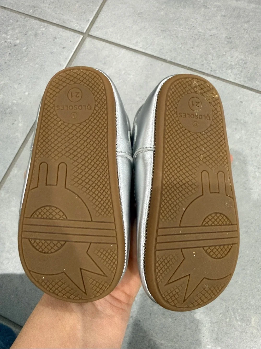 Old Soles Silver T-Strap Mary Jane Baby Shoes
